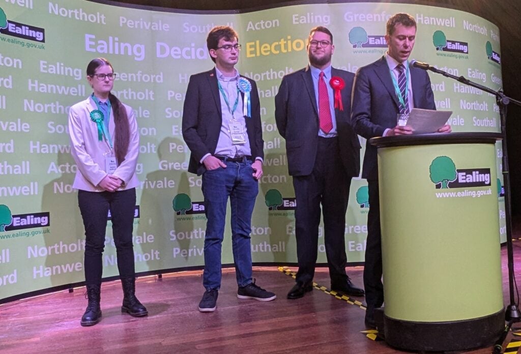 Declaration of results at the Northolt Mandeville by-election, October 2024