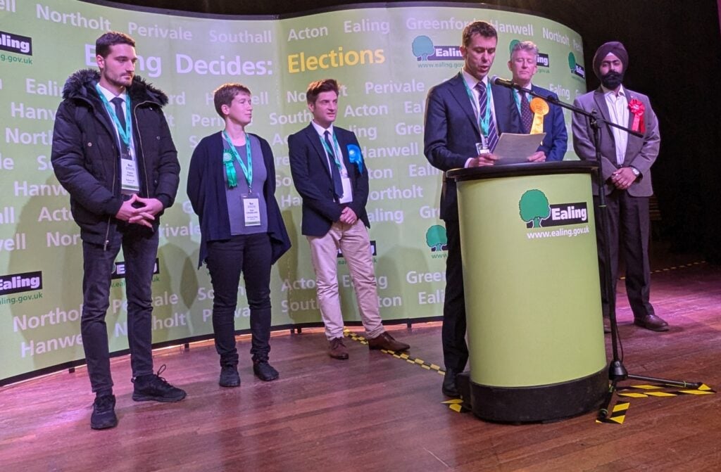 Declaration of results at the Hanger Hill by-election, October 2024